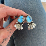 The Hummingbird Earrings- Natural Golden Hills Lavender Turquoise and Sterling Silver