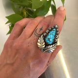 The Nightbloom Ring- Kingman Turquoise and Sterling Silver- Finished to Size or as a Pendant