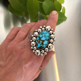 The Supernova Ring- Kingman Turquoise and Sterling Silver- Finished to Size or as a Pendant