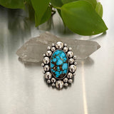 The Supernova Ring- Kingman Turquoise and Sterling Silver- Finished to Size or as a Pendant