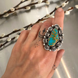 The Sweetheart Squiggle Ring 3- Kingman Turquoise and Sterling Silver- Finished to Size or as a Pendant