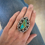 The Sweetheart Squiggle Ring 3- Kingman Turquoise and Sterling Silver- Finished to Size or as a Pendant