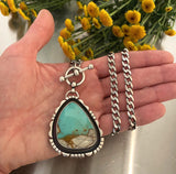 The Landscape Shadowbox Necklace- Natural Royston Royal Blue Turquoise and Sterling Silver Heavyweight Necklace