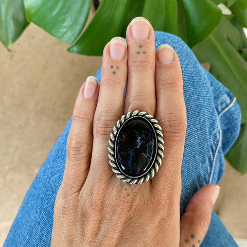 The Twilight Ring- Pietersite and Sterling Silver- Finished to Size or as a Pendant