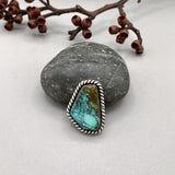 The Lasso Ring- Cloud Mountain Turquoise and Sterling Silver- Finished to Size or as a Pendant