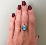 Natural Golden Hills Turquoise and Solid 14k Gold Ring- Size 7.25 (can be sized up 1/2 size)