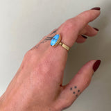 Natural Golden Hills Turquoise and Solid 14k Gold Ring- Size 7.25 (can be sized up 1/2 size)