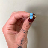 Natural Golden Hills Turquoise and Solid 14k Gold Ring- Size 7.25 (can be sized up 1/2 size)