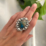 The Blue Lightning Supernova Ring- Blue Lightning Chrysocolla and Sterling Silver- Finished to Size or as a Pendant