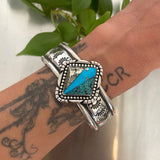 The Lotus Cuff- Size M/L- Morenci II/Campitos/Bamboo Mountain Turquoise and Stamped Sterling Silver Bracelet