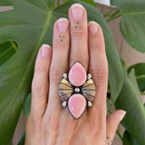 The Mariposa Ring- Pink Conch Shell and Sterling Silver- Finished to Size or as a Pendant