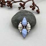 The Mariposa Ring- Blue Lace Agate and Sterling Silver- Finished to Size or as a Pendant