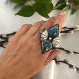 The Mariposa Ring- Morenci II Turquoise and Sterling Silver- Finished to Size or as a Pendant