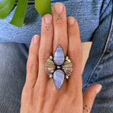 The Mariposa Ring- Blue Lace Agate and Sterling Silver- Finished to Size or as a Pendant