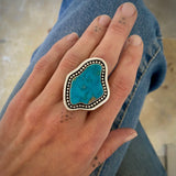 The Marquee Ring- Ithaca Peak Turquoise and Sterling Silver- Finished to Size or as a Pendant