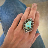 The Sweetheart Squiggle Ring 2- Natural High-Grade Royston Turquoise and Sterling Silver- Finished to Size or as a Pendant