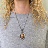 The Monarch Necklace- Red Falcon Jasper and Sterling Silver- 20" Chunky Sterling Infinity Chain Included