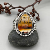 The Harvest Moon Cuff- Size S/M- Montana Agate and Sterling Silver Bracelet