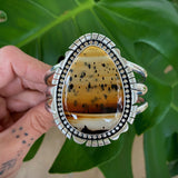 The Harvest Moon Cuff- Size S/M- Montana Agate and Sterling Silver Bracelet