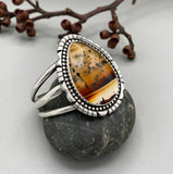 The Harvest Moon Cuff- Size S/M- Montana Agate and Sterling Silver Bracelet