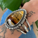 The Harvest Moon Cuff- Size S/M- Montana Agate and Sterling Silver Bracelet