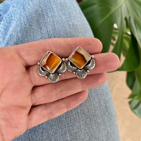 The Daybreak Earrings- Montana Agate and Sterling Silver