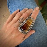 The Silhouette Ring - Montana Agate and Sterling Silver- Finished to Size or as a Pendant