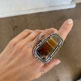The Silhouette Ring - Montana Agate and Sterling Silver- Finished to Size or as a Pendant