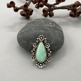 The Moonflower Ring- Natural Royston Turquoise and Sterling Silver- Finished to Size or as a Pendant