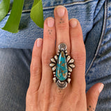 The Dagger Ring- Morenci II Turquoise and Sterling Silver- Finished to Size or as a Pendant
