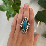 The Peacock Ring 3- Morenci II Turquoise and Sterling Silver- Finished to Size or as a Pendant