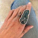 The Morenci II Reverberation Ring- Morenci II Turquoise and Sterling Silver- Finished to Size or as a Pendant