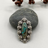 The Sweetheart Ring 2- Morenci II Turquoise and Sterling Silver- Finished to Size or as a Pendant