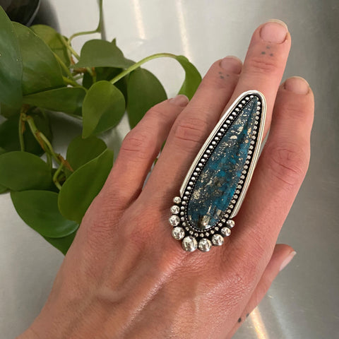 Morenci II Talon Ring- Morenci II Turquoise and Sterling Silver- Finished to Size or as a Pendant