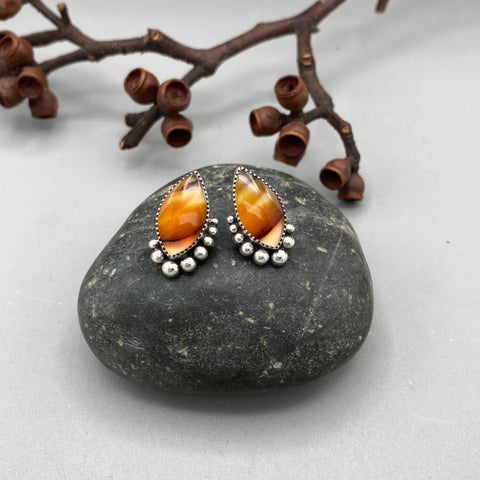 The Eternal Flame Earrings- Montana Agate and Sterling Silver
