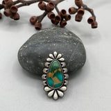 The Moonflower Ring 1- Natural Royston Turquoise and Sterling Silver- Finished to Size or as a Pendant