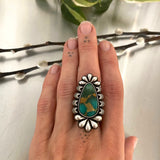 The Moonflower Ring 1- Natural Royston Turquoise and Sterling Silver- Finished to Size or as a Pendant