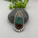 The Neptune Ring - Blue Opal Petrified Wood and Sterling Silver- Finished to Size or as a Pendant