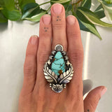 The Nightbloom Ring- Natural High Grade Royston Turquoise and Sterling Silver- Finished to Size or as a Pendant