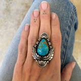 The Nightbloom Ring- Royston Turquoise and Sterling Silver- Finished to Size or as a Pendant