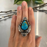 The Nightbloom Ring- Royston Turquoise and Sterling Silver- Finished to Size or as a Pendant