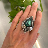 The Nightbloom Ring- Emerald Rose Variscite and Sterling Silver- Finished to Size or as a Pendant