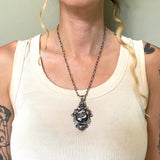 The Nightshade Necklace- White Buffalo and Sterling Silver- 20" Chunky Sterling Infinity Chain Included