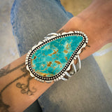 The Oceanic Cuff- Size S/M- Natural Royston Turquoise and Sterling Silver Bracelet