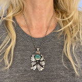 The Octopus's Garden Necklace - Blue Opal Petrified Wood and Sterling Silver- 18" Chunky Sterling Rolo Chain