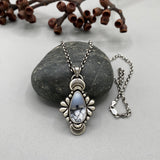 The Peacock Necklace 2- Dendritic Opal and Sterling Silver- 18" Chunky Sterling Rolo Chain