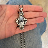 The Peacock Necklace 2- Dendritic Opal and Sterling Silver- 18" Chunky Sterling Rolo Chain