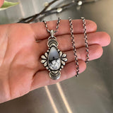 The Peacock Necklace 2- Dendritic Opal and Sterling Silver- 18" Chunky Sterling Rolo Chain