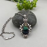 The Peacock Necklace - Blue Opal Petrified Wood and Sterling Silver- 18" Chunky Sterling Infinity Chain