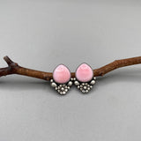The Plumeria Earrings- Pink Conch Shell and Sterling Silver